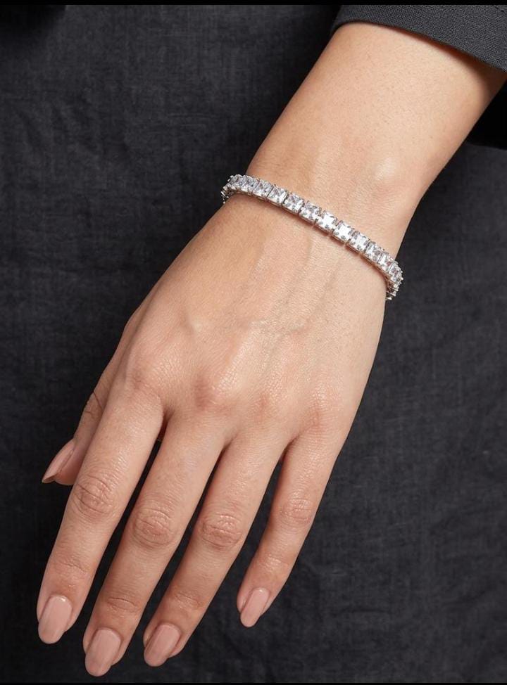 Emerald-Cut Crystal Tennis Bracelet