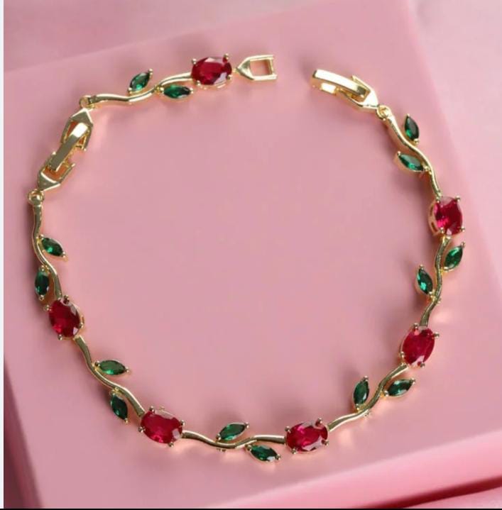 Verdant Vine Bracelet — Gemstone Leaf Tennis Bracelet