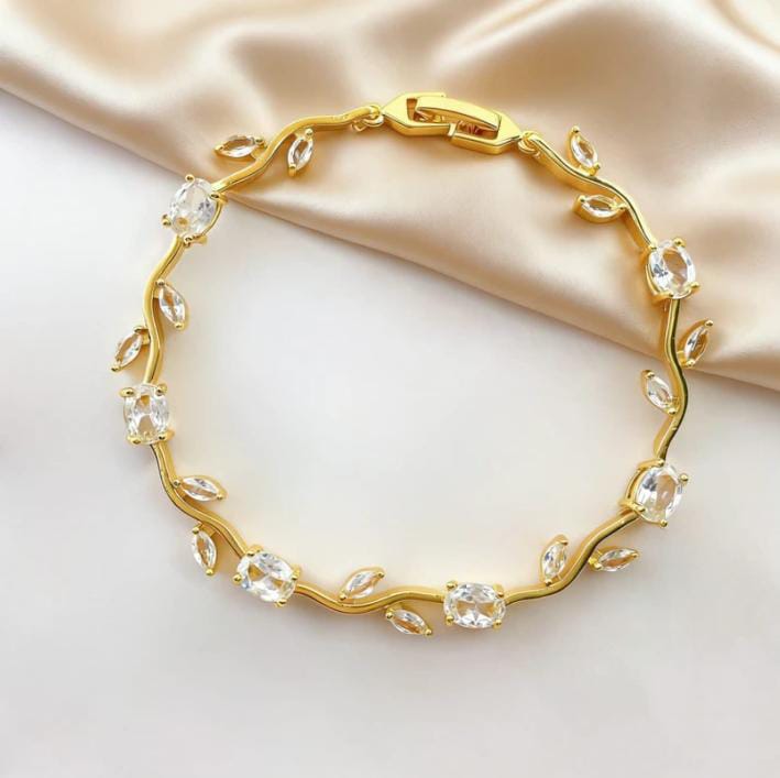 Verdant Vine Bracelet — Gemstone Leaf Tennis Bracelet