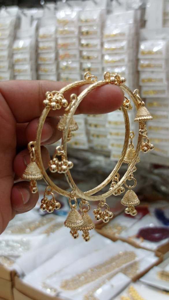 Antique Gold-Plated Jhumki Hoop Earrings